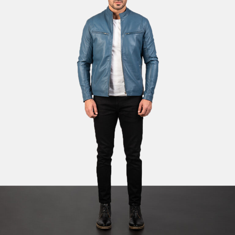 Mens Ionic Blue Leather Biker Jacket7983-2-1577532934444